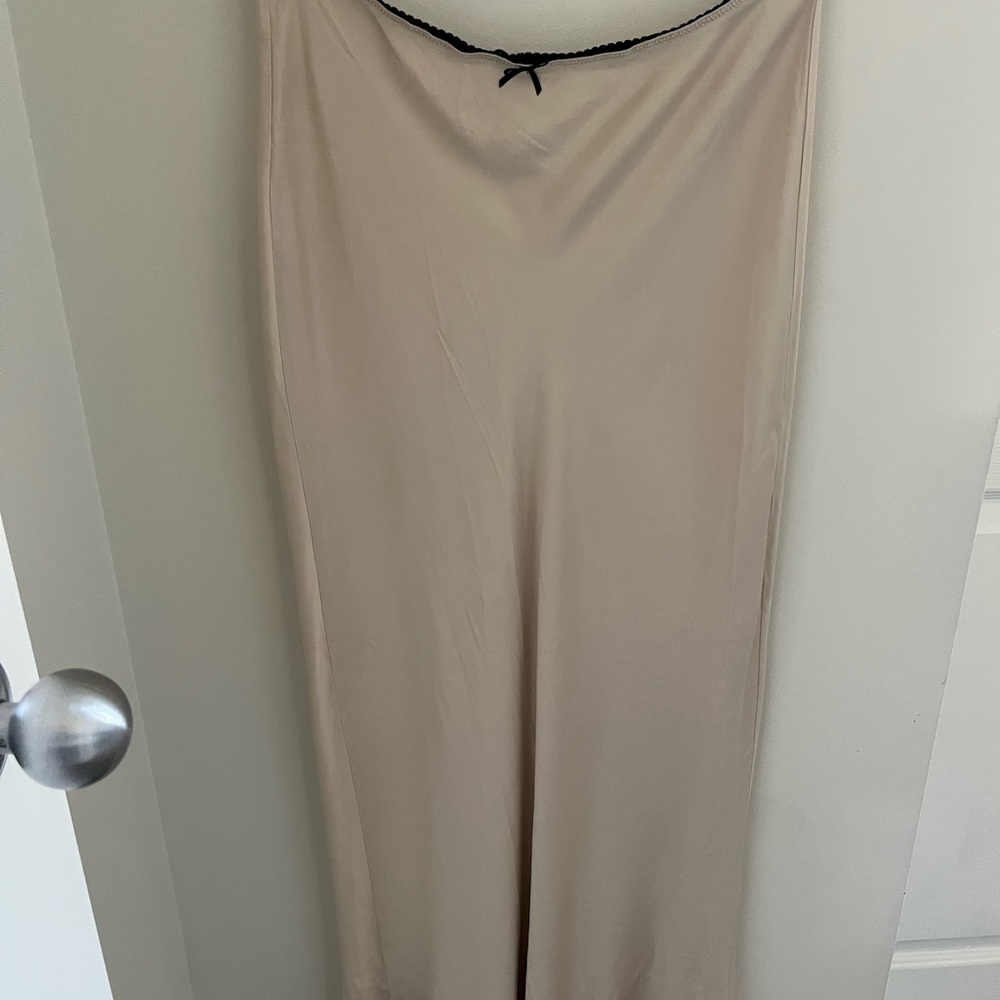 Cream Satin Slip Skirt